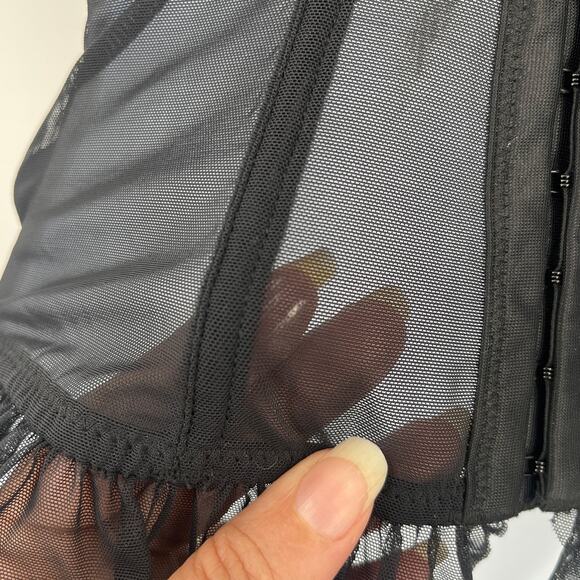 Cabernet Lace Corset Bustier Womens Top Sz S Y2K Coquette Fairy Lolita Goth Mesh - Picture 7 of 10